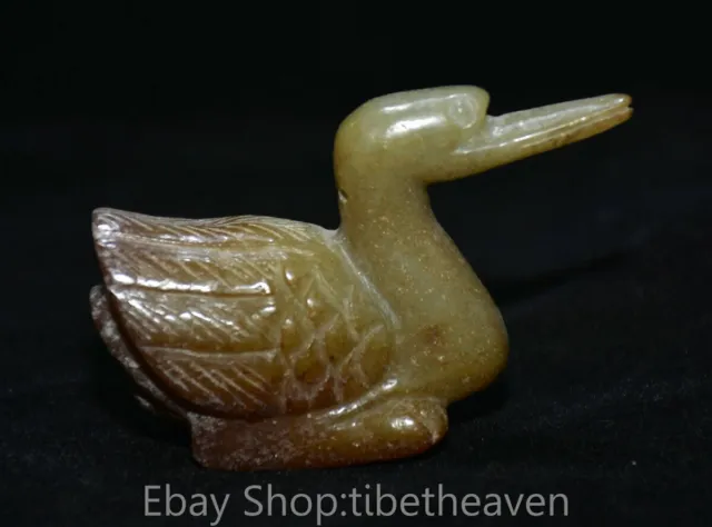 2.3" Old China Ancient Hetian Jade of Han Dynasty Palace duck quack Statue