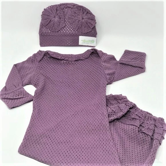 Woombie Organic Cotton Ultra Air Sleeper Purple plus Rosette Hat Large 20+lbs