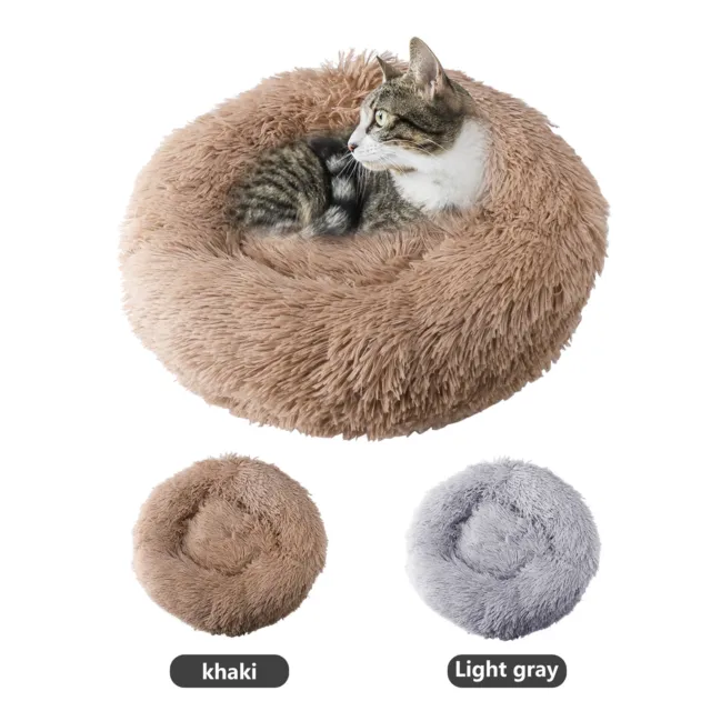 Donut Plush Pet Dog Cat Bed Fluffy Soft Warm Calming Bed Sleeping Kennel Nest 3