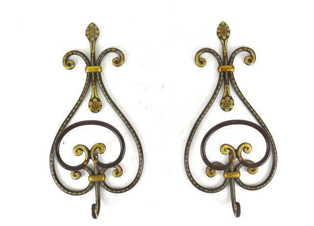 2 Coat Hangers Singles Wall Hanger Wall Vintage Wrought Iron CH8