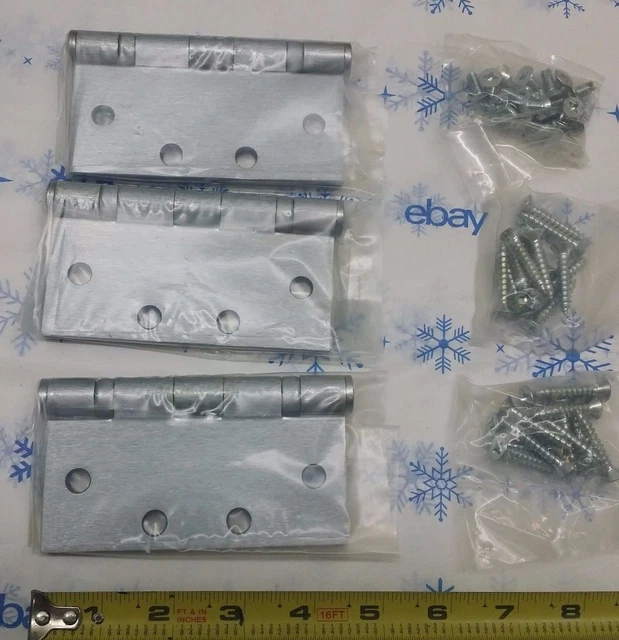 Bb81 4.5" X 4.5" Full Mortise Butt Hinge 652 Us 26D Steel 3-Pack Satin Chrome