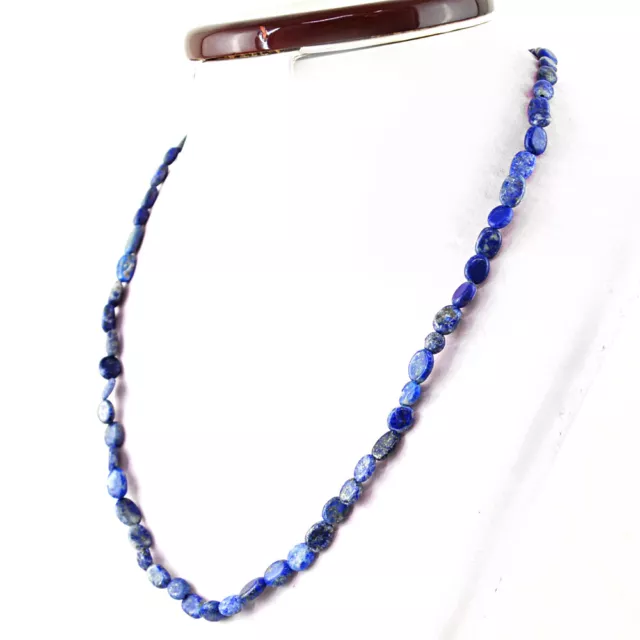 100.00 Cts Natural Single Strand Blue Lapis Lazuli Untreated Beads Necklace