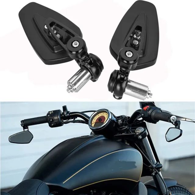 Universal 7/8" Handle Bar End Rearview Side Mirrors For Motorcycle Honda Yamaha