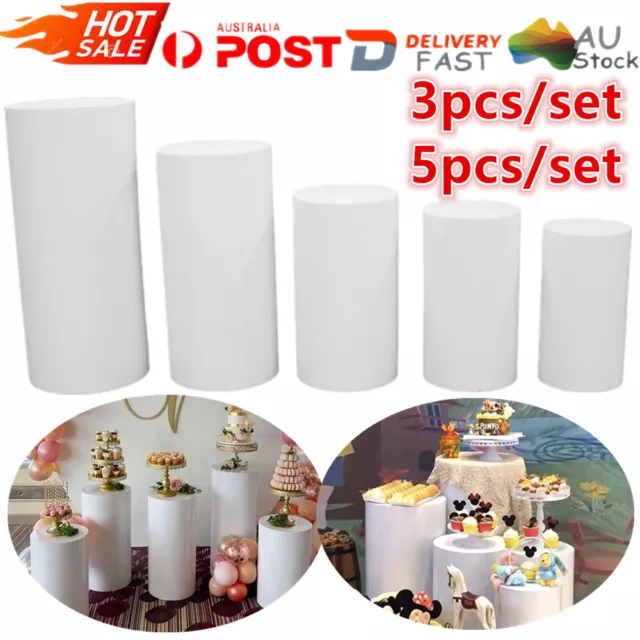 3/5pcs Round Plinth Cylinder Pedestal Stand Wedding Decor Cake Flower Display