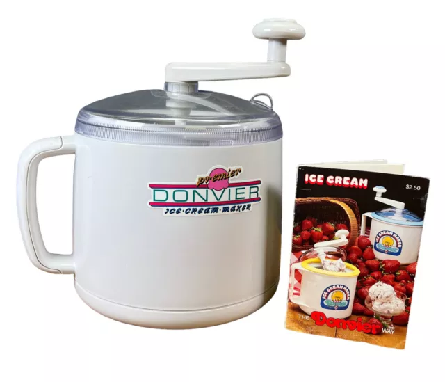 Donvier Premier Ice Cream Maker 1 Quart White Recipe Book Tested Works