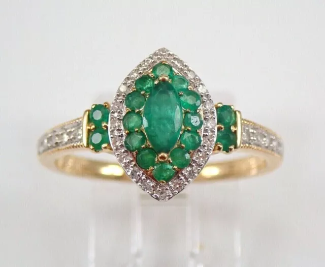 2Ct Marquise Cut Simulated Green Emerald Halo Wedding Ring925 Yellow Gold Plated