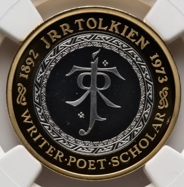 NGC PF70 JRR Tolkien 2023 50 aniversario El Señor de los Anillos, G Gran Bretaña PIEFORT PLATA