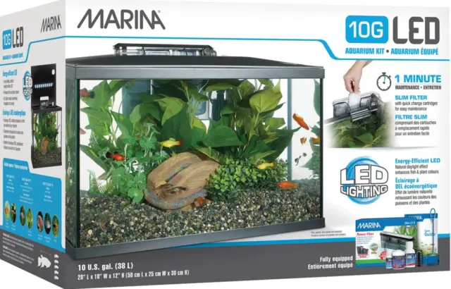 Marina Fish Tank LED Aquarium Kit 10 Gallon