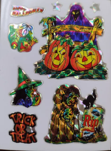 Vintage PRISM Vending Sticker HALLOWEEN Witch PUMPKINS Trick or Trea  BLACK CAT