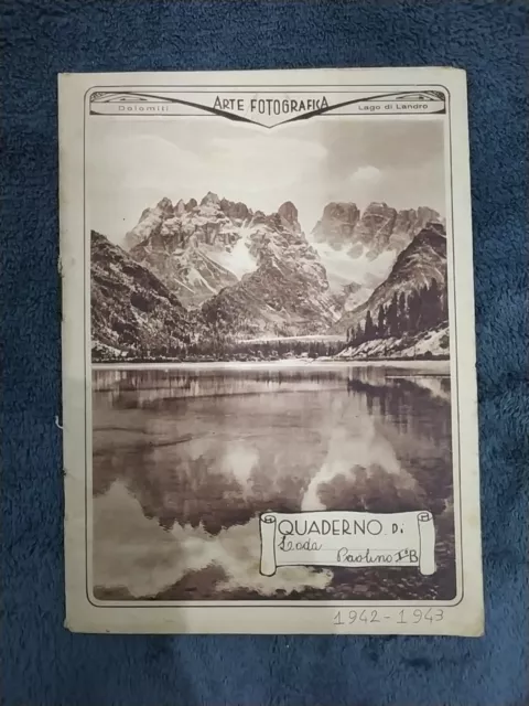 QUADERNO SCOLASTICO PERIODO FASCISTA  anno 1942-1943 "ARTE FOTOGRAFICA"