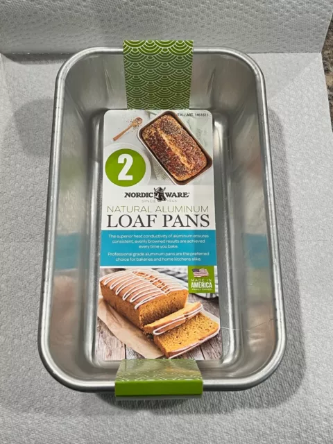 Nordic Ware Natural Aluminum 1lb Loaf Pan, 2 Pack