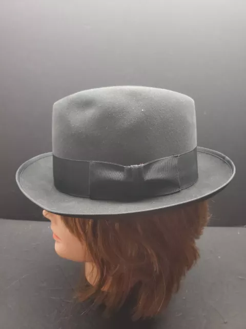 Vintage 1950s Royal Stetson Fedora Style Hat Sz 6 7/8 Aged Black - Original Box