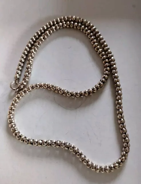 Sterling Silver Necklace Round Ball Link 19" inches long Vintage Unisex Unusual