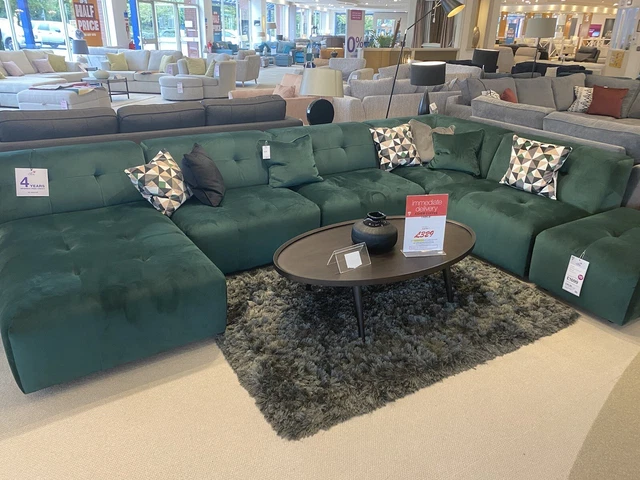 BRAND NEW UNOPENED Forest Green velvet DFS Kruze corner sofa