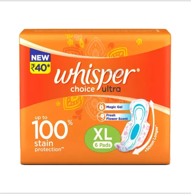 5 X serviettes hygiéniques Whisper Choice Ultra XL (6 serviettes) + 1... 2
