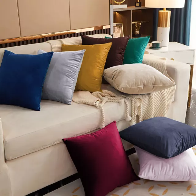 Cushion Covers 18 x 18 Set of 2 Velvet Luxury Sofa Bed Square Décor Pillows UK