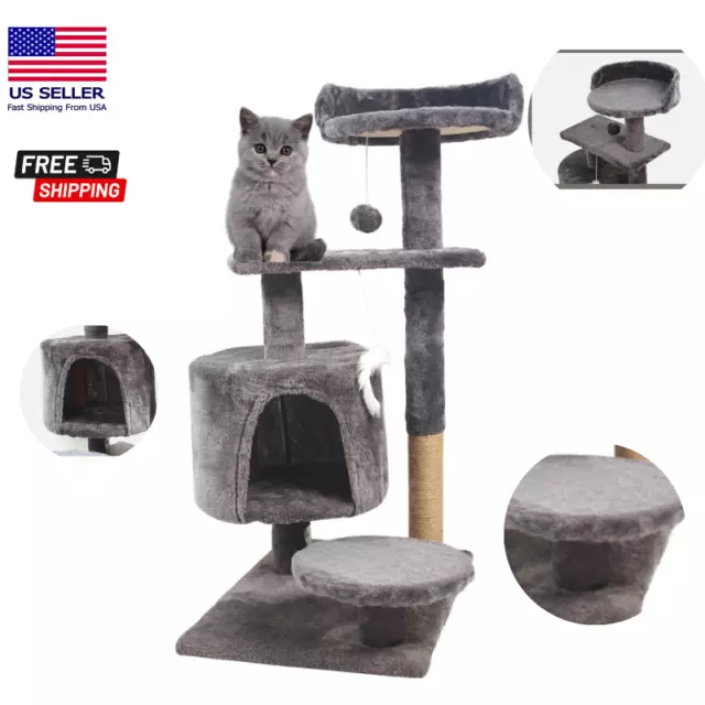 Cat Tree Tower Condo Furniture Scratch Post for Kitten Pet House Play Indoor 34"