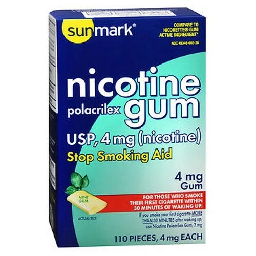 Sunmark Nicotine Polacrilex Gomme Saveur Menthe 110 Chacun