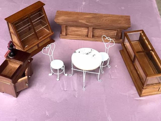 Dollhouse Miniature Furniture Candy Store Ice Cream Parlor Showcase Dry 7 Pieces