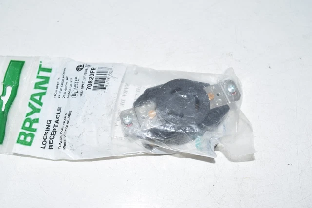 NEW Bryant Industrial Heavy Duty Single-Locking Blade Receptacle 20A 480 VAC 708