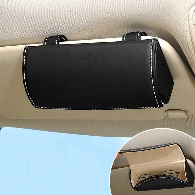 Universal Car Glasses Cases Spectacle Sunglasses Storage Holder Clip Box Black