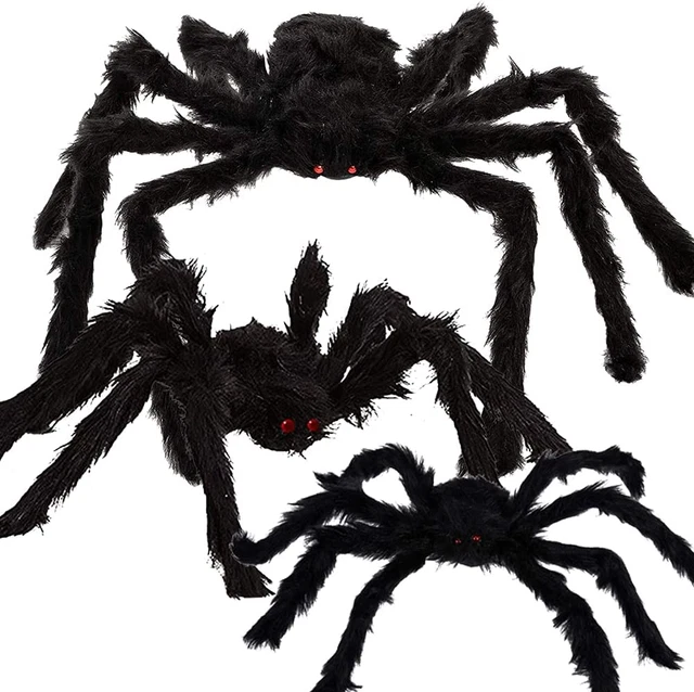 HALLOWEEN REALISTIC GIANT Spider Decoration, 3PCS Scary Hairy Spiders