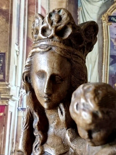 STATUE VIERGE MARIE & Enfant Jesus Notre Dame Des Flandres En Platre ...