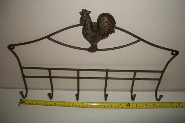 Gallo Grande Llavero Soporte Correa Ganchos Granja País Decoración Pared Arte METAL