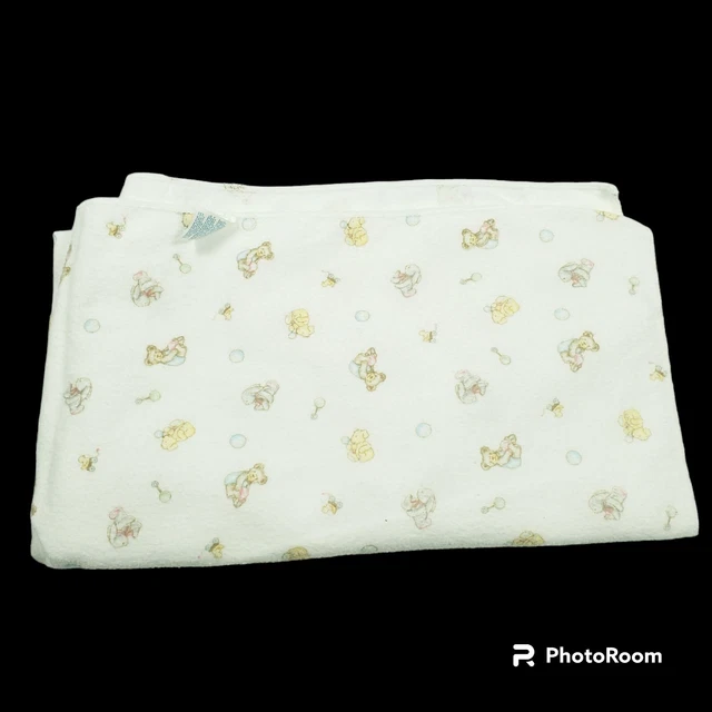 VINTAGE CARTERS FLANNEL Receiving Blanket Bears Bunnies Rattles Toys