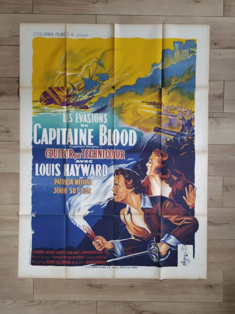 Affiche de cinema - Les Evasions du capitaine Blood 120x160 - 1951
