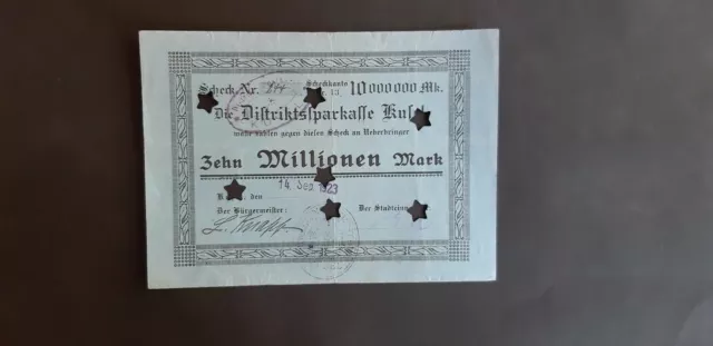 K2847p Notgeldschein Stadt Kusel 10 Mio September 1923 entwertet