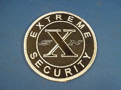 Vintage Extreme Security SXN Silver Metallic Threaded Iron On Patch