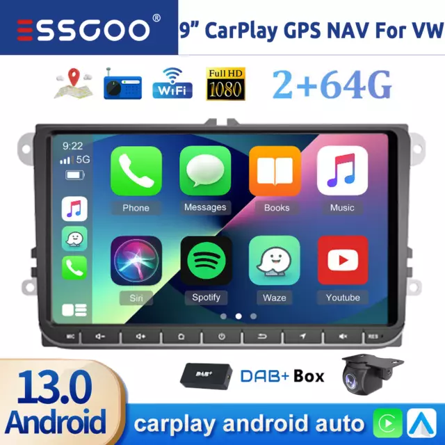 For VW Golf GTI MK5/6 Amarok CarPlay Car Stereo GPS Nav Head Unit Android 13 DAB