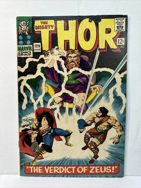The Mighty Thor #129 Marvel Comics 1967 Zeus Hercules 1st App Ares FN 6.0