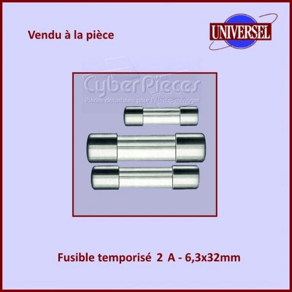 Fusible 2A Temporisé 6x32mm  en verre