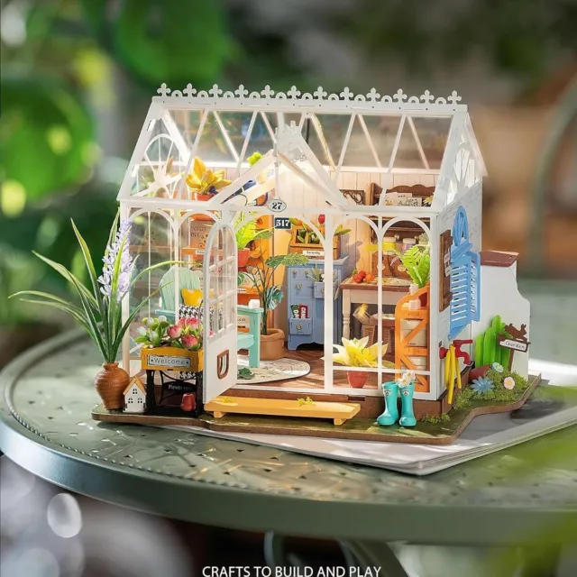 Rolife Dreamy Garden House LED DIY Miniature Dollhouse with Furniture Xmas Gift