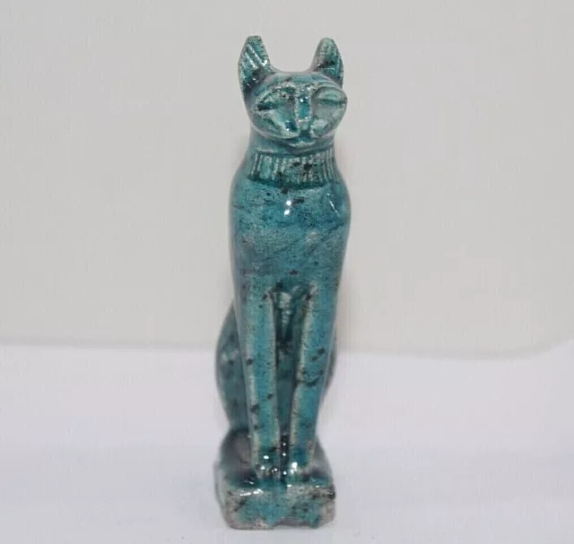 RARO ANTICO EGIZIO ANTICO Bastet egiziano figura statua di bast di gatto in...