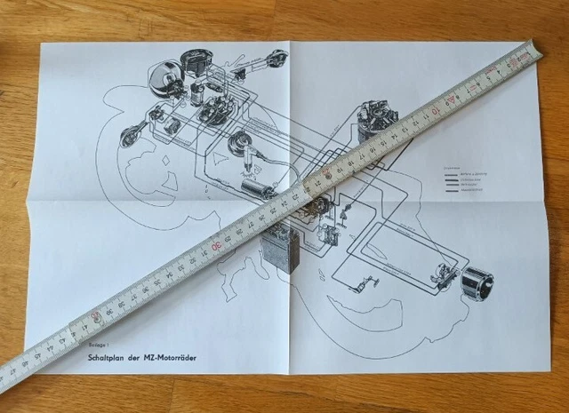 SCHALTPLAN MZ ES 125 150, DDR ifa, Vintage Retro No Simson Trabant