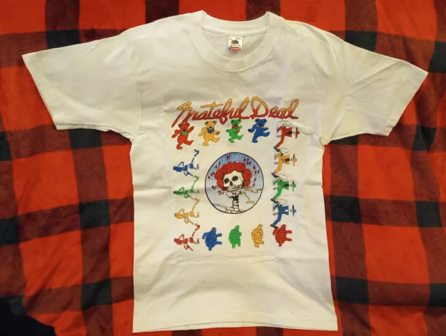 SUPER RARE! GRATEFUL DEAD 2-Sided Bear Skeleton Skull Roses Tee T-Shirt Sz L HTF