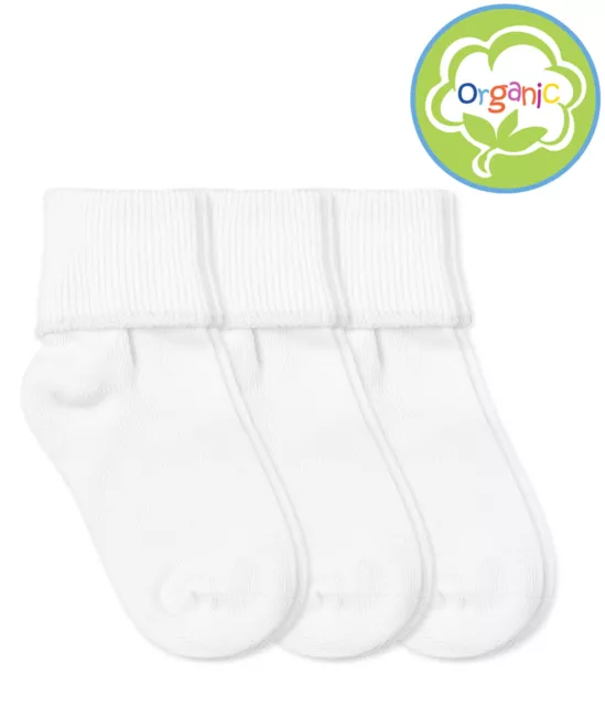 Girls Baby Organic Cotton Seamless School Uniform Ankle Turn Cuff Socks 3 Pack
