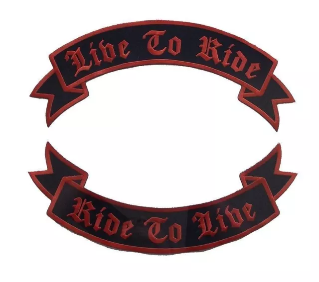 Live to Ride Large Rocker Back Patch Black and Orange Color Motorcycle Biker 6