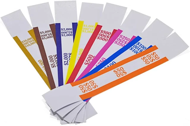 USD Dollar ID Wrap Currency Money Bundle Bands Strap 300 Pcs Assortment Bill Tag