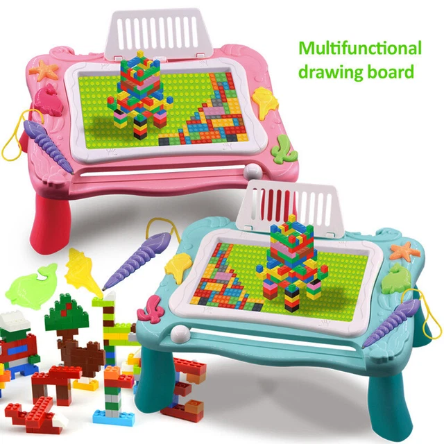 2 en 1 bloques tablero de dibujo juego de mesa graffiti magnético para niños tablero de escribir regalo