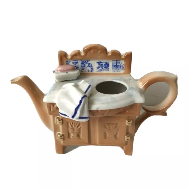 Paul Cardew ceramic dry sink mini teapot dollhouse Delft blue Chinese NOLID 3.5”
