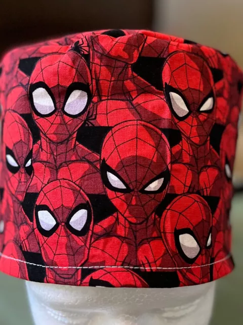 Spider-Man faces reversible Adult Skull/Chemo Surgical Scrub Hat/Cap Handmad