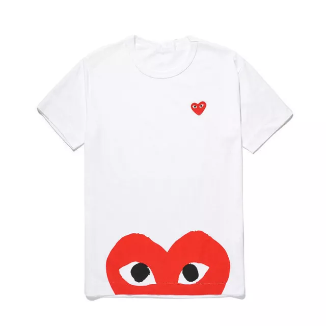 Streetwear Comme Tee des Garcons White Play Red Half Heart T-shirt