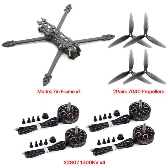 Telaio passo drone 7"" 295 mm braccio 5 mm X2807 1300 KV motore brushless elica 7