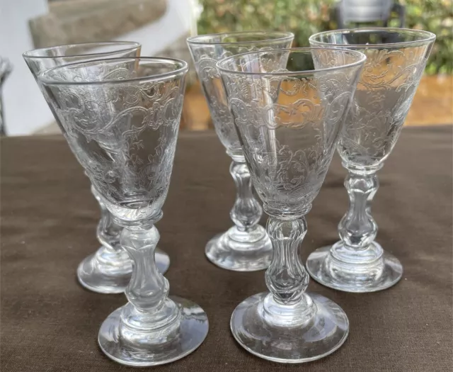 Lot 5 Verres A Liqueur Cristal Vsl Val Saint Lambert 1900 - 1930