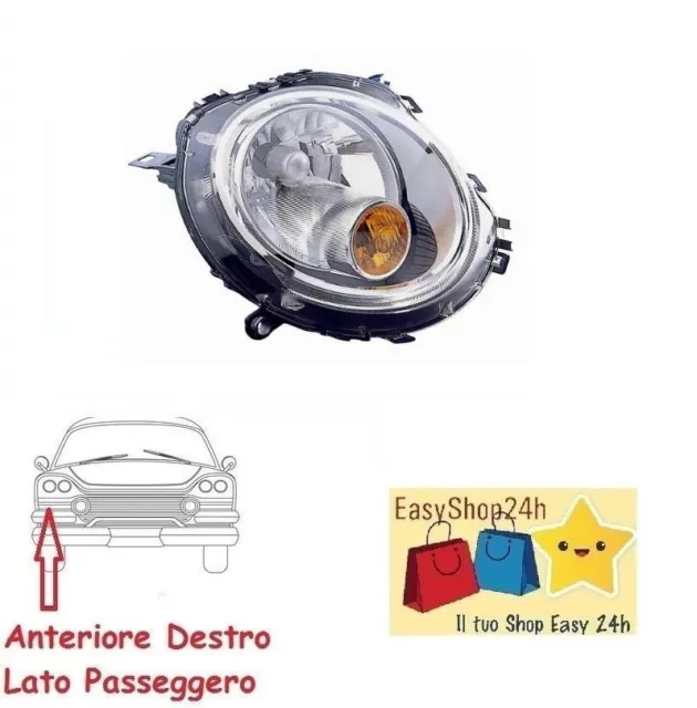 Faro Fanale Proiettore Anteriore Dx H4 Per Mini One Cooper R56 2006 2013 Arancio