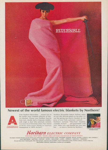 1965 Northern Electric Blanket Reversible Spanish Hat Sword Vintage Print Ad GH2